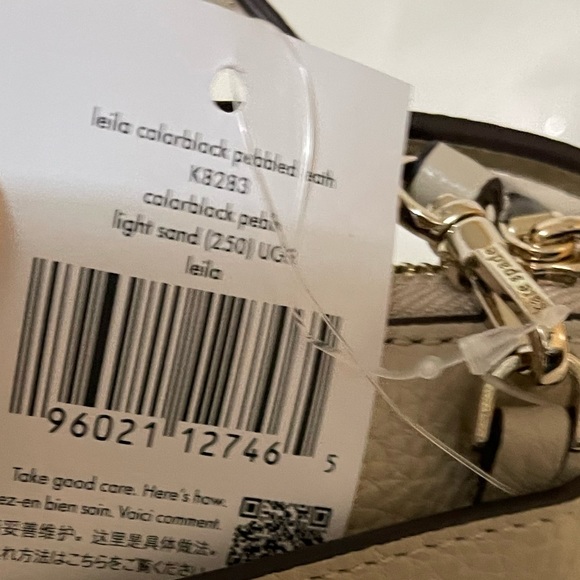 NWT Kate Spade Leila Colorblock sand white leather crossbody wallet Bag - Picture 7 of 11